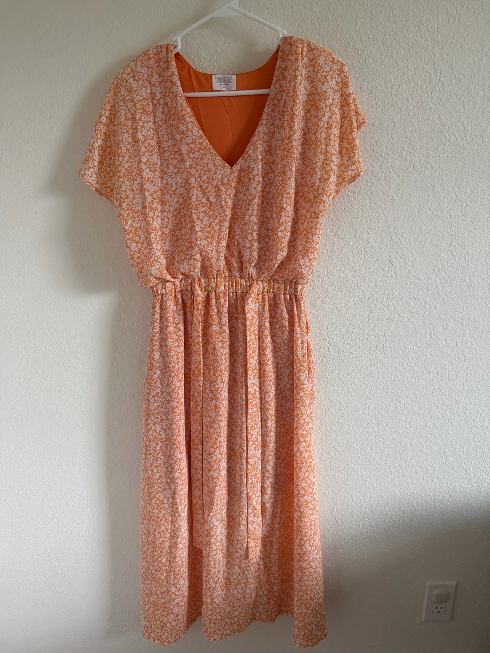 Sienna Sky Orange Floral V-Neck Midi Dress
